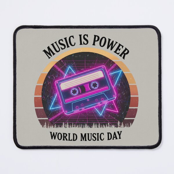 Item preview, Neon Retro Synthwave Cassette – World Music Day designed and sold by Art-Arcade6.