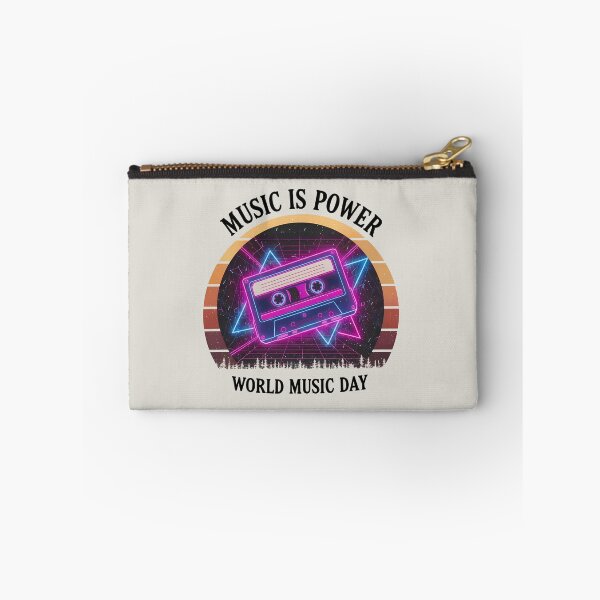 Item preview, Neon Retro Synthwave Cassette – World Music Day designed and sold by Art-Arcade6.