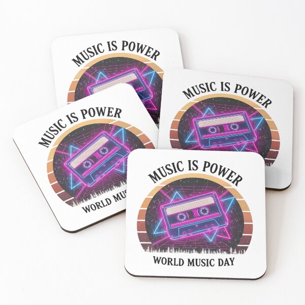 Item preview, Neon Retro Synthwave Cassette – World Music Day designed and sold by Art-Arcade6.