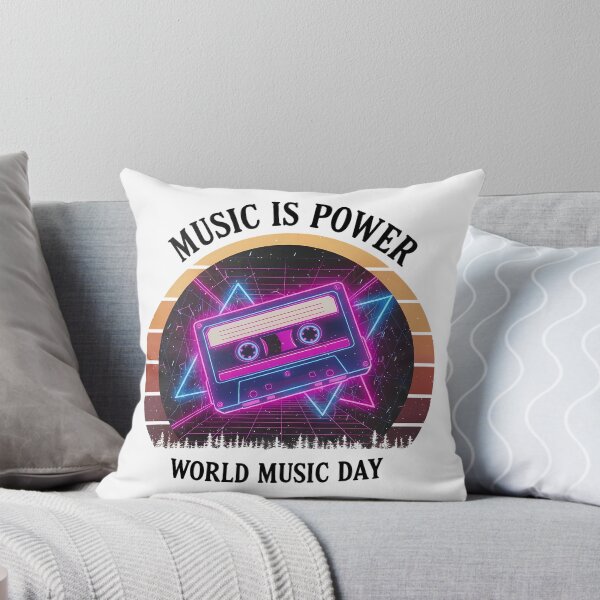 Item preview, Neon Retro Synthwave Cassette – World Music Day designed and sold by Art-Arcade6.
