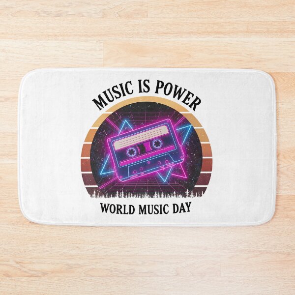 Item preview, Neon Retro Synthwave Cassette – World Music Day designed and sold by Art-Arcade6.