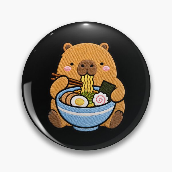 Item preview, Capybara Ramen Embroidery Patch | Cute Kawaii Capybara Noodle Lover designed and sold by ColorSplash123.