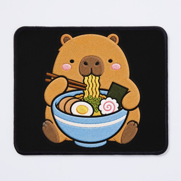 Item preview, Capybara Ramen Embroidery Patch | Cute Kawaii Capybara Noodle Lover designed and sold by ColorSplash123.