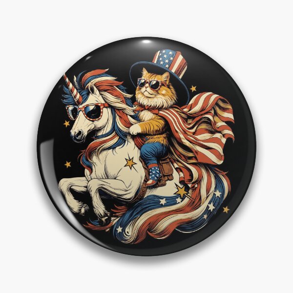 Item preview, Patriotic Cat Riding American Flag Unicorn 4th Of July Funny Meme designed and sold by Vermanartist.