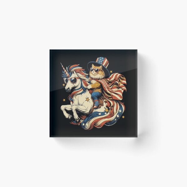 Item preview, Patriotic Cat Riding American Flag Unicorn 4th Of July Funny Meme designed and sold by Vermanartist.