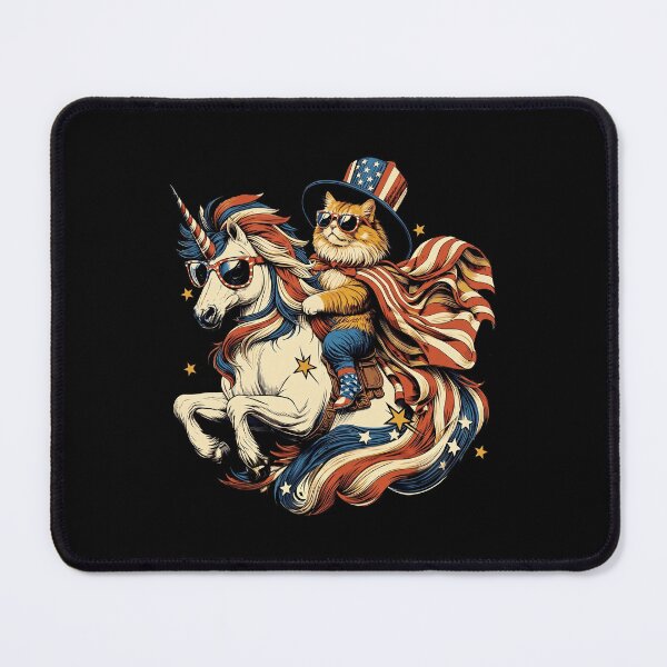 Item preview, Patriotic Cat Riding American Flag Unicorn 4th Of July Funny Meme designed and sold by Vermanartist.