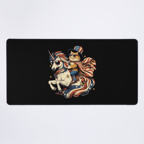 Item preview, Patriotic Cat Riding American Flag Unicorn 4th Of July Funny Meme designed and sold by Vermanartist.