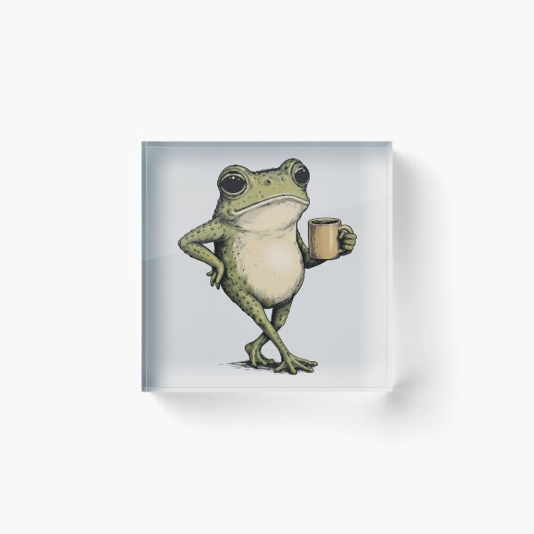 Item preview, Funny Grumpy Frog Drinking Coffee Toad Design  designed and sold by gear-posters.
