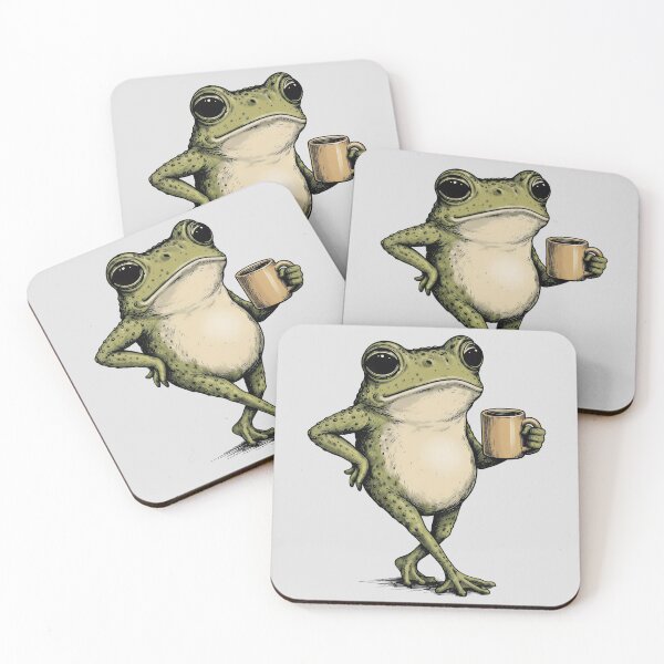 Item preview, Funny Grumpy Frog Drinking Coffee Toad Design  designed and sold by gear-posters.