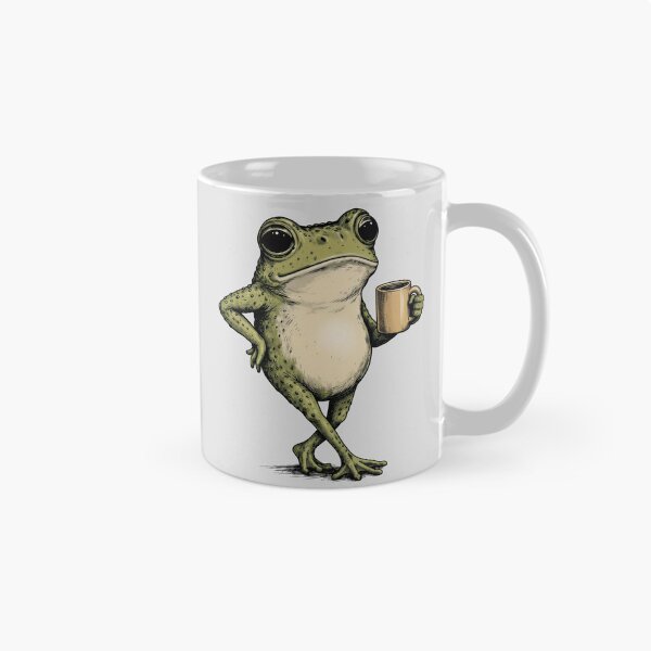 Item preview, Funny Grumpy Frog Drinking Coffee Toad Design  designed and sold by gear-posters.