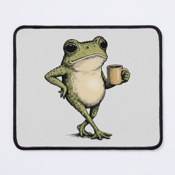 Item preview, Funny Grumpy Frog Drinking Coffee Toad Design designed and sold by gear-posters.