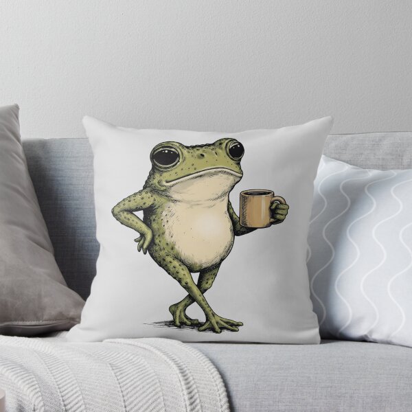 Item preview, Funny Grumpy Frog Drinking Coffee Toad Design  designed and sold by gear-posters.