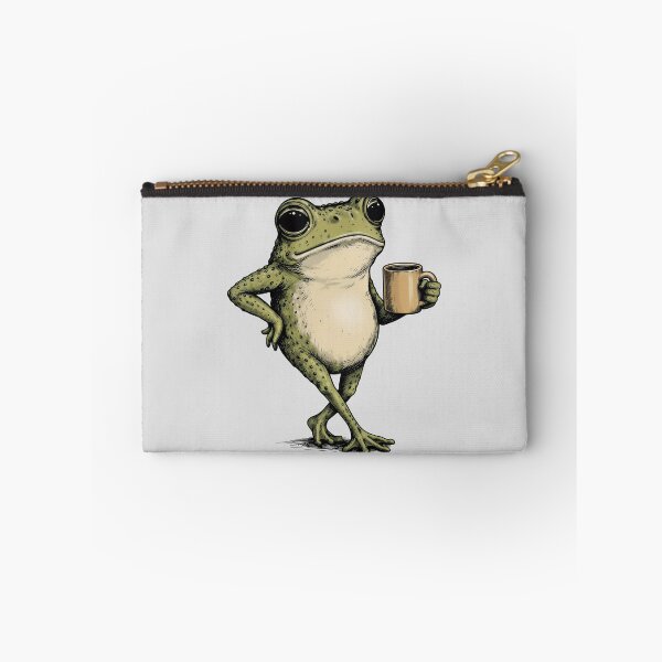 Item preview, Funny Grumpy Frog Drinking Coffee Toad Design  designed and sold by gear-posters.