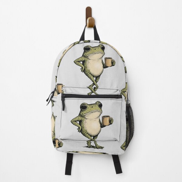 Item preview, Funny Grumpy Frog Drinking Coffee Toad Design designed and sold by gear-posters.