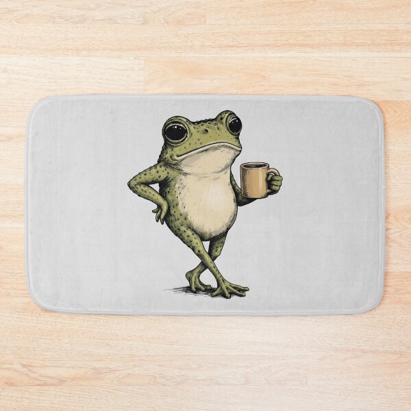 Item preview, Funny Grumpy Frog Drinking Coffee Toad Design  designed and sold by gear-posters.