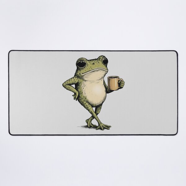 Item preview, Funny Grumpy Frog Drinking Coffee Toad Design  designed and sold by gear-posters.