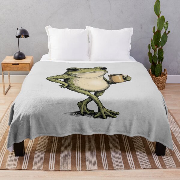 Item preview, Funny Grumpy Frog Drinking Coffee Toad Design designed and sold by gear-posters.