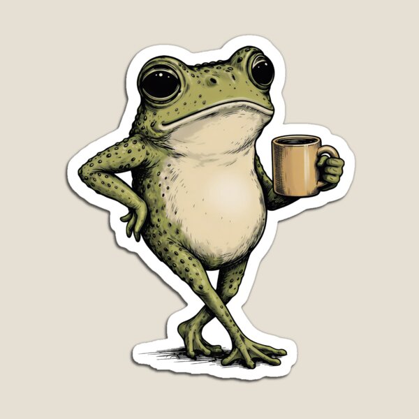Item preview, Funny Grumpy Frog Drinking Coffee Toad Design  designed and sold by gear-posters.