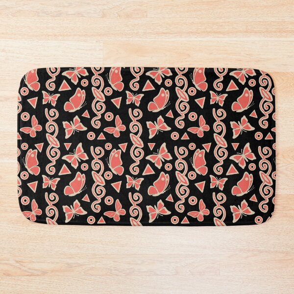 Item preview, Spiral Butterfly Batik Seamless Pattern | Corall Black Tribal Rug Design | Boho Vector designed and sold by Graphroad.