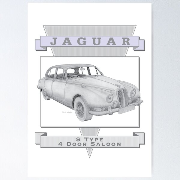 Item preview, Jaguar S Type 4 Door Saloon Hand-drawn designed and sold by Classic Car Art Drawings.