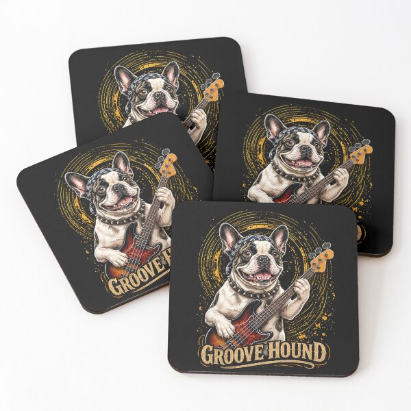 Item preview, French Bulldog Playing Bass Guitar – Rhythm Hound Music Dog Illustration designed and sold by thoughtswear.