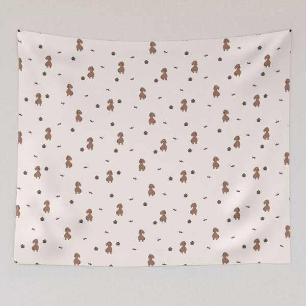 Item preview, Minimalist Flat Design Dachshund Dog Cream Pattern designed and sold by svitlaarty.