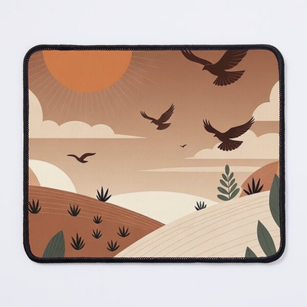 Item preview, Boho Desert Sunset with Flying Birds | Neutral Earth Tone Landscape Illustration designed and sold by GalleryPeak.