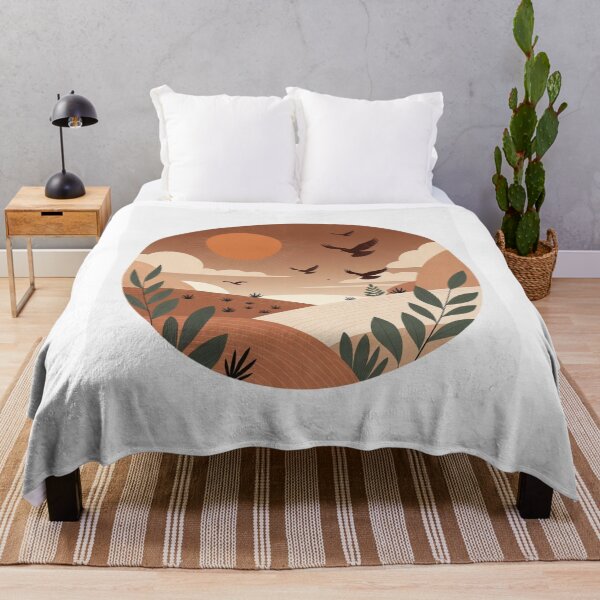 Item preview, Boho Desert Sunset with Flying Birds | Neutral Earth Tone Landscape Illustration designed and sold by GalleryPeak.