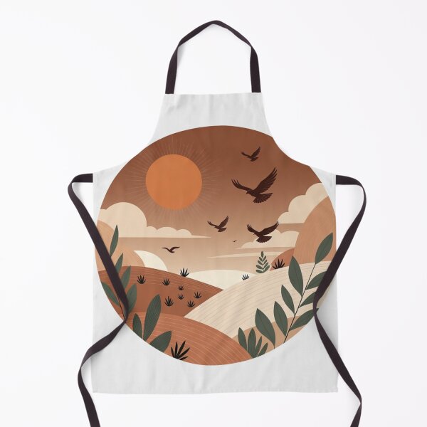 Item preview, Boho Desert Sunset with Flying Birds | Neutral Earth Tone Landscape Illustration designed and sold by GalleryPeak.