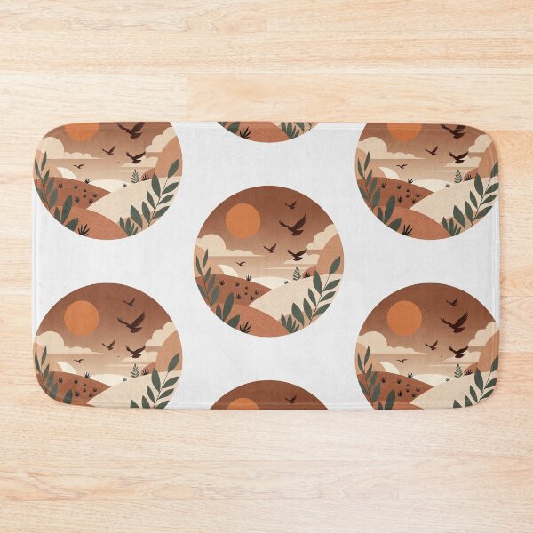 Item preview, Boho Desert Sunset with Flying Birds | Neutral Earth Tone Landscape Illustration designed and sold by GalleryPeak.