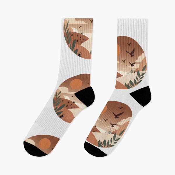 Item preview, Boho Desert Sunset with Flying Birds | Neutral Earth Tone Landscape Illustration designed and sold by GalleryPeak.