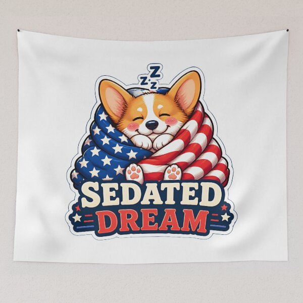 Item preview, Living The Sedated Dream – Cute Patriotic Corgi Veterinary Anesthesia Graphic designed and sold by Bettybee00.