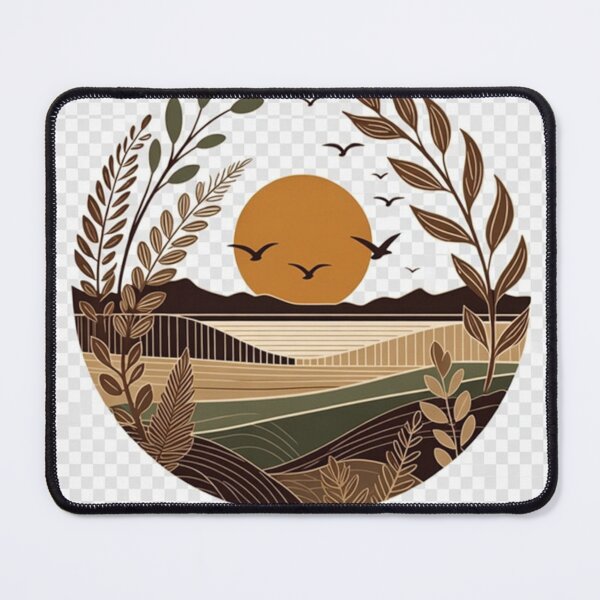 Item preview, Boho Sunset Valley with Botanical Elements | Earth Tone Nature Illustration designed and sold by GalleryPeak.