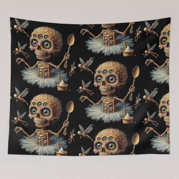 Item preview, Macabre Three Eyed Skeleton Ballerina with Winged Fairies designed and sold by LujziWorld.