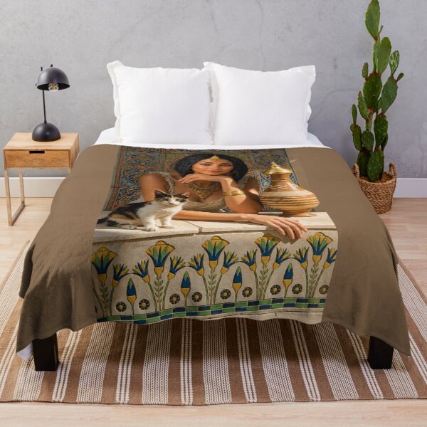 Item preview, Beautiful Egyptian Woman of Old Cairo with Cat, Traditional Pottery & Pharaonic Balcony Art designed and sold by TuyaArts.