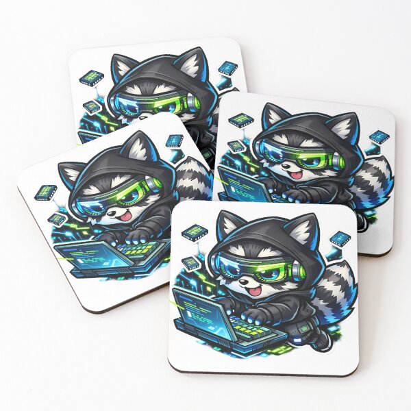Item preview, Cute Hacker Raccoon Chibi designed and sold by PawsAndPixelsCo.
