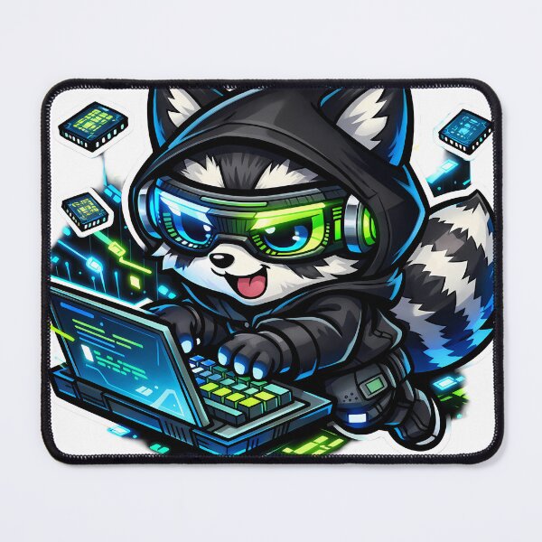Item preview, Cute Hacker Raccoon Chibi designed and sold by PawsAndPixelsCo.