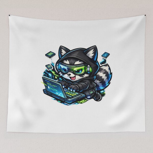 Item preview, Cute Hacker Raccoon Chibi designed and sold by PawsAndPixelsCo.