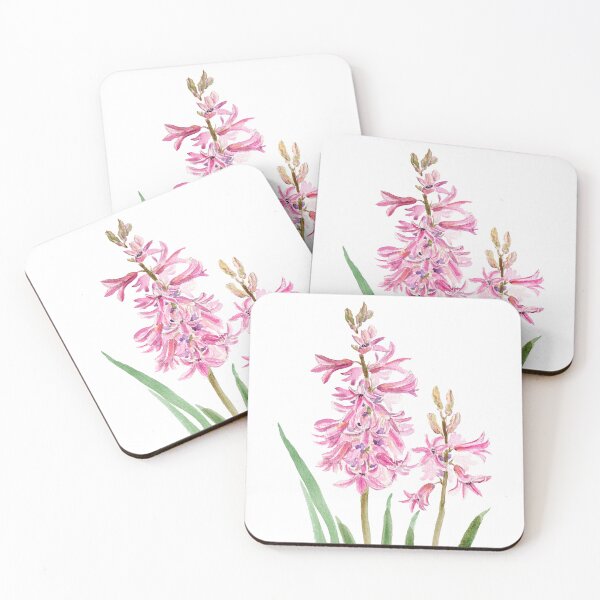 Item preview, pink hyacinth watercolour painting designed and sold by ColorandColor.