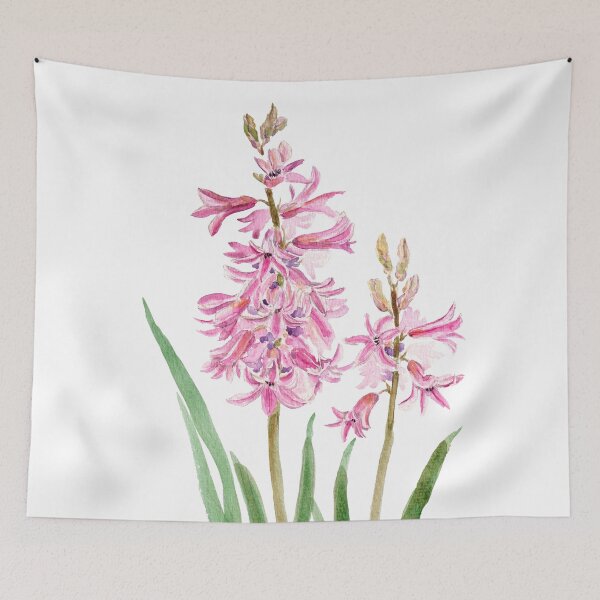 Item preview, pink hyacinth watercolour painting designed and sold by ColorandColor.