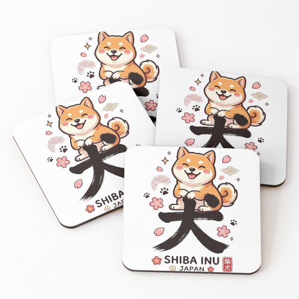 Item preview, Happy Shiba Inu on Kanji Dog (犬) – Cute Japanese Calligraphy Sticker designed and sold by kawaii animal store (in Japan).