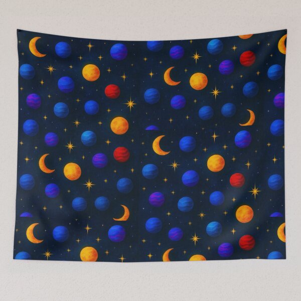 Item preview, ⭐ COSMIC DREAMSCAPES COLLECTION – Celestial Planets & Golden Moons Pattern designed and sold by WheelieGdArt.