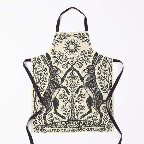 Item preview, Vintage Wild Hare Twins Folk Art Rabbit Botanical  designed and sold by Y-Vibes.