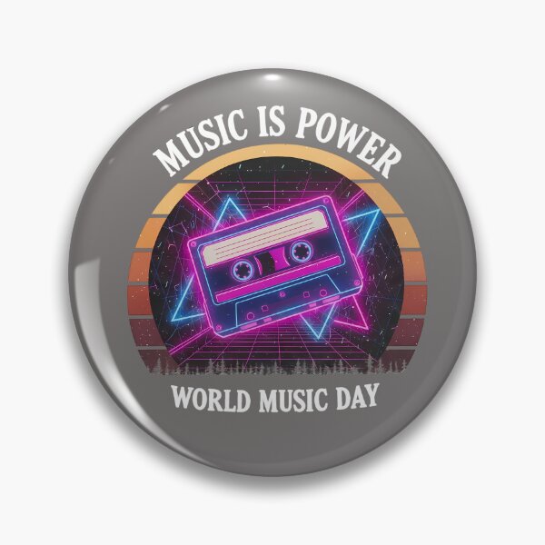 Item preview, Neon Retro Synthwave Cassette – World Music Day designed and sold by Art-Arcade6.