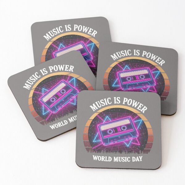 Item preview, Neon Retro Synthwave Cassette – World Music Day designed and sold by Art-Arcade6.