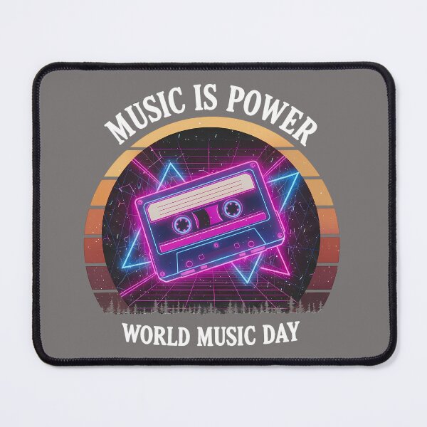 Item preview, Neon Retro Synthwave Cassette – World Music Day designed and sold by Art-Arcade6.