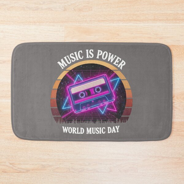 Item preview, Neon Retro Synthwave Cassette – World Music Day designed and sold by Art-Arcade6.