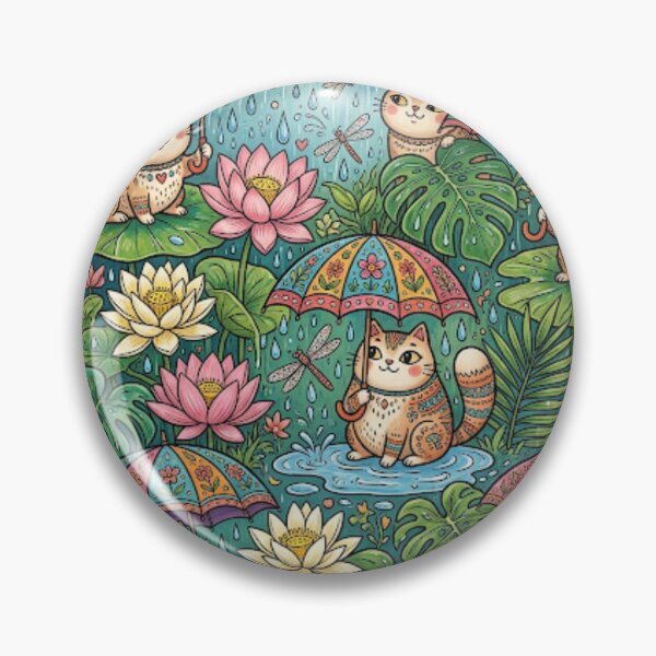 Item preview, Tropical Lotus Garden Cats designed and sold by Iampoji.