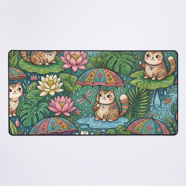 Item preview, Tropical Lotus Garden Cats designed and sold by Iampoji.