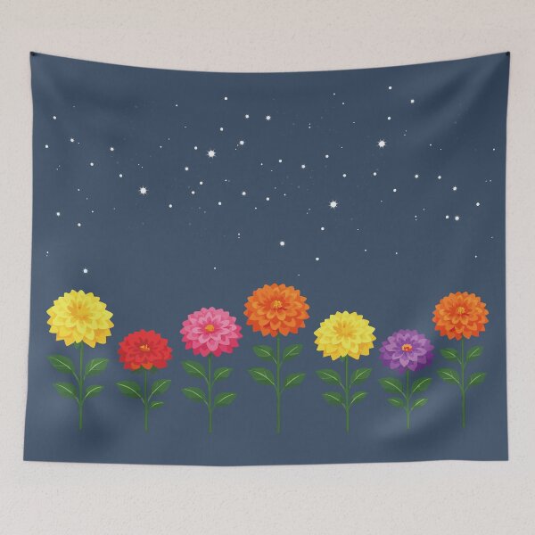 Item preview, Midnight Garden Starry Dahlia Border Aesthetic designed and sold by MOONLIT MIRAGE.